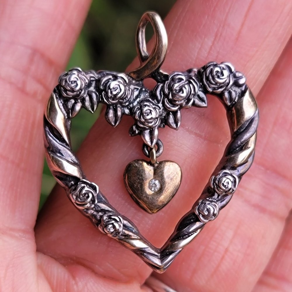 Wow artisan intricate mesmerizing roses wrapped ribbon 925 sterling silver gold